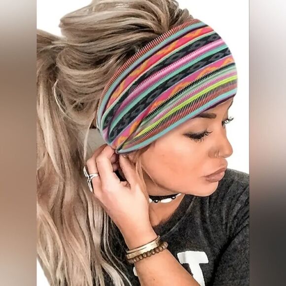 Retro Print Wide Headband - Picture 1 of 2